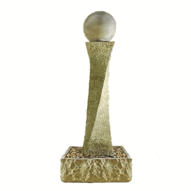 Rustic Twist Outdoor Cast Stone Garden Fountain With Ball Fountain Tuscan